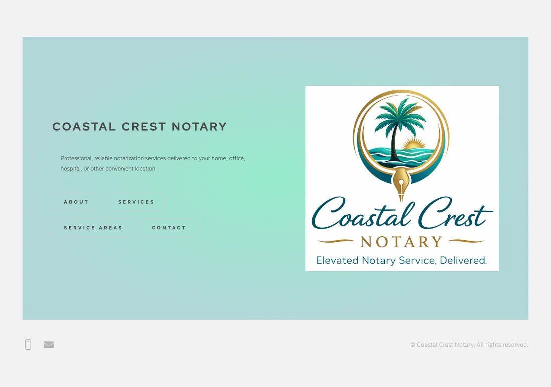 The old Coastal Crest Notary website, before DV8 Web rebuilt it