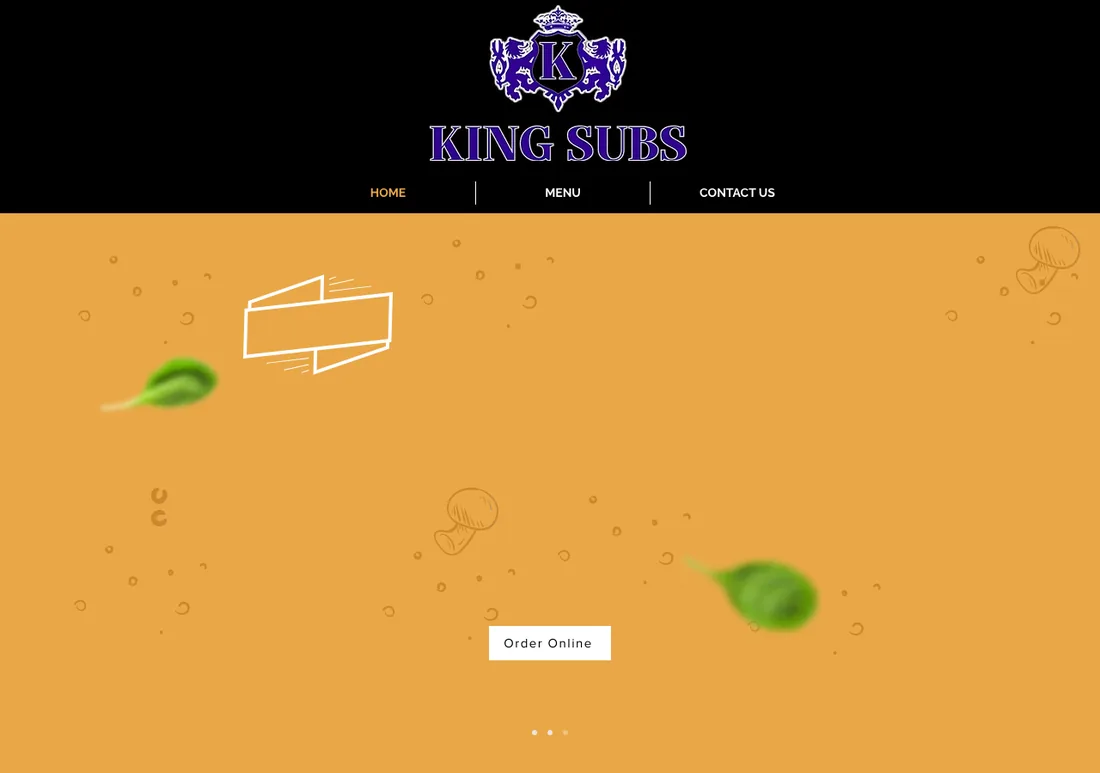 The old Wix website for King Subs, before DV8 Web rebuilt it