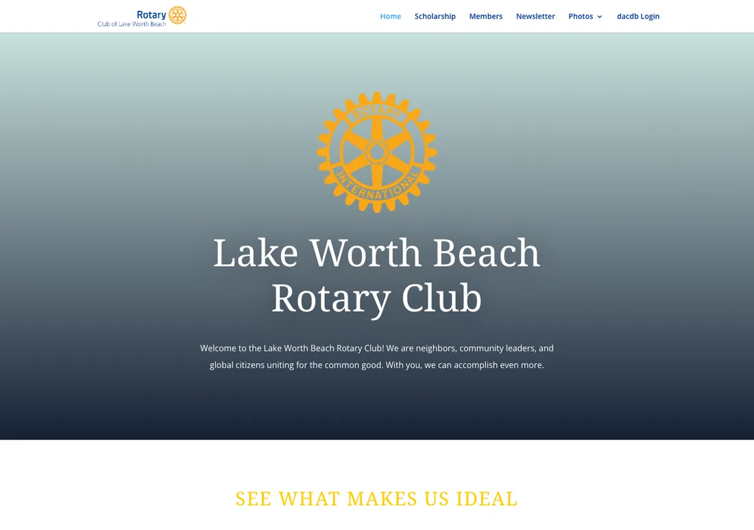 The old Rotary Club of Lake Worth website, before DV8 Web rebuilt it